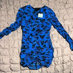 Zara Blue and Purple Ruched Dress